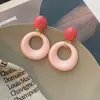 Brincos Circulares Color Block de Verão Design de Nicho Feminino Argola Brinco Stud Nova Coleção Primavera/Verão 2025 Dopamina Exagerado Orelha