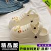 Explosiones de Verano 2025 EVA Suela Gruesa Antideslizante Color Caramelo Punta Cerrada Zapatos Cueva Ropa Exterior de Playa para Mujer Suela Plana Celebridad de Internet
