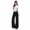 Jeans flares de cintura baixa em denim cru estilo americano para mulheres, novas calças largas de corte solto da moda
