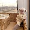 Gorro de protección auditiva para bebé, otoño e invierno, ins2024, con orejas de conejo, bonito gorro de lana de Corea del Sur para niños y niñas de 0 a 3 años