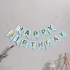 Banner Feliz Aniversário Letra Rosa Metalizada Bandeira Cauda de Peixe Bandeira de Flor Festa Decoração de Festa Suprimentos Atacado