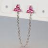 Pendientes de doble botón con borlas y cadena de flores de circonita incrustadas con diamantes de lujo, ligeros, europeos y americanos, joyería de perforación transfronteriza al por mayor