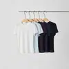 Camiseta de Lino Tencel Ajustada para Mujer 2026 Primavera/Verano Nueva Cuello Redondo Hombro Normal Color Sólido Versátil Botón de Concha Manga Corta