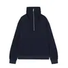 Conjunto de Sudadera Cruzada Nueva con Medio Cierre y Cuello Alto para Mujer, Top Holgado de Hombros Caídos, Pantalones de Pierna Ancha de Cintura Alta, Pantalones Largos, Conjunto de Dos Piezas
