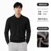 Suéter de malha polo estilo old money para homens, pulôver de manga comprida, roupa de trabalho para outono e inverno, top básico casual, vestuário masculino