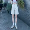 Shorts de Mezclilla de Cintura Alta para Mujer 2025 Nuevo Verano Delgados Pierna Recta Largo hasta la Rodilla Sueltos Adelgazantes Pierna Ancha Largo Medio Shorts