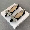 Grulla Blanca de Almohada Estilo Hada Francés 2026 Nuevo Primavera/Verano Lazo Punta Puntiaguda Pedrería Suela Suave Poco Profundos Vintage Zapatos Planos