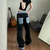 Jeans retro americanos de nicho con doble cintura y paneles empalmados de corte curvo para hombres y mujeres, diseño apilado, que realza la altura, pantalones rectos holgados