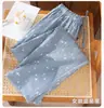 Venta al por mayor Envío directo Primavera Verano Algodón Lino Ropa de casa para mujer Cintura elástica Pierna ancha Pantalones cortos Casual Cómodo Pijama para el hogar
