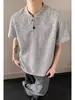 Camiseta Retro Americana de Manga Corta para Hombre con Cuello Mao y Cuello Alto, Nuevo Estilo de Verano Marca de Moda, Fresca y Elegante, Corte Holgado, Talla Grande Top de Manga Media