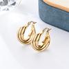 Pendientes de moda simples de acero inoxidable chapado en oro de 18K de venta caliente trenzados de tres hilos pendientes cruzados multicapa unisex pendientes