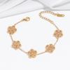 Collar Moda Mujer Elegante Rosa Trébol de Cinco Hojas Collar de Diamantes Europeo y Americano Transfronterizo Pulsera Aretes Traje Joyería
