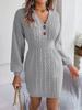 Liquidação Outono e Inverno Botão Decote V Tricô Cabo Manga Lanterna Vestido Suéter Bodycon Loja Online Independente Roupa Feminina Transfronteiriça Europeia e Americana