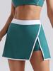 Cor Contrastante Nua Sexy Macacão de Yoga Saia de Tênis Feminina Costas Abertas Aperto Tight Sutiã Esportivo Fitness Alça Roupa Íntima