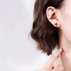 Clip para Oreja de Asta de Granate Rojo para Mujer Plata S925 Chapada Clip para Oreja Pendientes Pequeños Simples Mori para Estudiantes