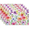 Mat de aislamiento impermeable con estampado a una cara de lino, estilo floración de tulipán y girasol, temática de flores y pájaros, nuevo de verano, transfronterizo de Temu