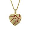 Collar con colgante de corazón roto y angustiado de estilo hip hop europeo y americano, lleno de pintura al óleo de diamantes, para hombre y mujer, collar de moda para parejas.