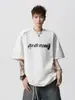 Camiseta de Manga Corta Estilo Americano de Peso Pesado con Estampado de Letras para Hombre, Marca Nueva de Tendencia Verano 2025, Camiseta Casual Holgada de Media Manga