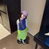 Conjunto de Ropa de Primavera para Niñas 2026 Nuevo Estilo Popular Este Año Más Vendido Súper Bonito Chaleco Azul Pantalones Casuales Verdes para Niños