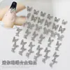 X104 Decoração de Unhas Borboleta Francesa Mini Estéreo Liga de Metal Prata Laço Adornos para Nail Art Atacado