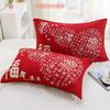 Fundas de Almohada de Gasa de Algodón Puro Rojas Festivas del Año del Caballo, un Par de Fundas de Almohada de Algodón Grueso Anti-Sudor Lindas de Dibujos Animados de Alta Gama