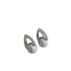 Pendientes Exquisitos de Perla Blanca y Circonita Coreanos para Mujer, Modernos, Ligeros, Lujosos, Simples, Compactos y Versátiles