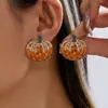 Pendientes de Calabaza con Diseño Creativo Original Transfronterizos Europeos y Americanos, Incrustados con Diamantes, Estilo Nuevo, Pendientes Huecos de Perla Personalizados para Mujer