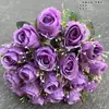Nuevo Ramo de Rosas de Plástico de Comercio Exterior con 18 Cabezas, Rosas para Enamorados, Arreglo Floral de Mano, Flores Artificiales para Boda, Venta al por Mayor desde el Fabricante