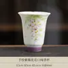 Taza de té de cerámica con flor de glicina pintada a mano, taza individual, taza de maestro, juego de té kung fu de color bajo vidriado, taza de té pequeña