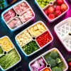 Caja de plástico de grado alimenticio con múltiples compartimentos para escurrir y almacenar, caja de almacenamiento para porcionar y sellar frutas, verduras y carnes frescas de cocina