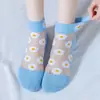 Calcetines Finos de Seda y Fibra de Vidrio para Mujer de Primavera y Verano, Calcetines Invisibles Transpirables, Calcetines Transparentes de Verano Finos de Corte Bajo con Flores de Margarita de Cristal