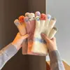 Guantes de felpa bonitos para mujer, de invierno, gruesos, cálidos, con pantalla táctil, de punto, de lana, para ciclismo, resistentes al frío, para estudiantes.