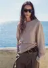 Camisa larga de rayas popular transfronteriza europea y americana para mujer con diseño irregular de lazo lateral para ceñir la cintura, blusa estilo vacacional
