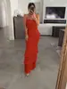 Moda Europeia e Americana Transfronteiriça 2026 Elegante Sexy Temperamento Roupas Femininas Cor Sólida Sem Mangas Faixa Ruched Pregueado Franzido Longo Saia Feminina