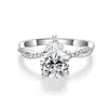 Anillo Versátil Moissanita Plata Pura S925 Exportación Más Vendido Forma de Gota de Agua 7*10mm Forma de Pera Totalmente Moissanita Chapado en Oro 18K