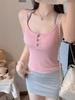Chaleco Floral con Botones de Puro Deseo para Mujer Verano Sexy Chica Caliente Ajustado Falso de Dos Piezas Corto Top Básico con Almohadilla para el Busto Incorporada