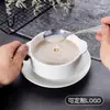 Cuenco de sopa blanco puro de estilo occidental simple y creativo con dos asas, taza de sopa, cuenco para sopa, vajilla de cerámica para hornear, cuenco para avena de desayuno, cuenco para postre