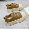 Zapatos de Cuero con Paneles y Suela Gruesa Otoño 2026 para Personas de Baja Estatura, Tenis Casuales Versátiles que Aumentan la Altura, Zapatos de Mujer con Cordones