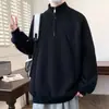 Tejidos de punto de estilo americano para hombre, nueva colección otoño/invierno 2026, suéter de media cremallera de moda, chaqueta de cuello alto de corte holgado estilo coreano