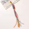 Estilo Chinês Retrô Colorido em Blocos Fio de Algodão Colorido Pingente de Borla DIY Bolsa Chaveiro Pingente de Celular Acessório