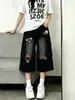 Jeans Cropped Negros Bordados Retro de Moda para Mujer, Pantalones de Pierna Ancha Adelgazantes de Cintura Alta para Verano para Cuerpo con Forma de Pera