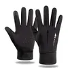 Guantes de cuero para hombre de invierno cálidos a prueba de frío con forro polar engrosados para ciclismo impermeables pantalla táctil estudiante mujer motocicleta guantes a prueba de viento