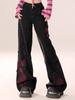 Y2K plus size Jeans Pretos Femininos Primavera e Outono Americano High Street Cintura Alta Modelador Reto Solto Pernas Largas Calças menina gordinha