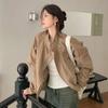 Chaqueta Cortavientos Unisex Estilo Chino con Cremallera, Manga Larga, Empalmada, Cuello Alto para Mujer, Primavera, Holgada, Delgado, Top