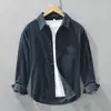 Camisa de Pana de Manga Larga para Hombre Otoño 2026 Camisa Japonesa Holgada de Color Sólido Camisa Casual Retro Juvenil