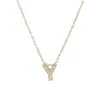 Chapado en oro real circonita cadena para clavícula de temperamento diseño de nicho femenino collar con letra Y collar de personalidad Joker venta al por mayor
