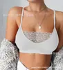 Top Tubinho Sexy de Renda para Exportação Europeia e Americana, Transparente, Cor Lisa, Camisola Base 3088