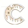 Enfeites Decorativos de Madeira de Natal Transfronteiriços com 26 Letras e Design de Padrão Floral para Artesanato e Decoração Caseira
