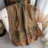 Bufanda Gruesa de Imitación Cachemir para Mujer Invierno Nuevo Jacquard de Contraste Doble Cara Estilo Étnico Retro Flor de Anacardo Chal Exportación