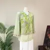 Zhi Li Nuevo Estilo Chino Bordado Lentejuelas Jacquard Camisa Falsa de Dos Piezas 2026 Verano Nuevo Estilo Nacional Top de Cuello Redondo